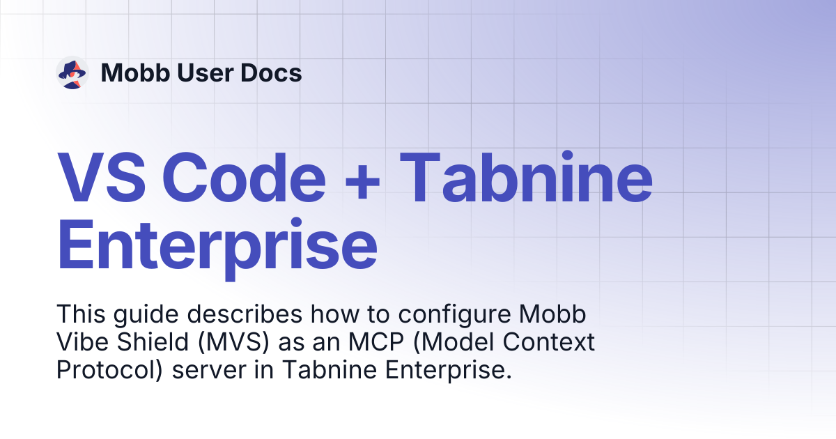 VS Code + Tabnine Enterprise | Mobb User Docs